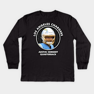 Justin Herbert - Qb - Los Angeles Chargers Kids Long Sleeve T-Shirt